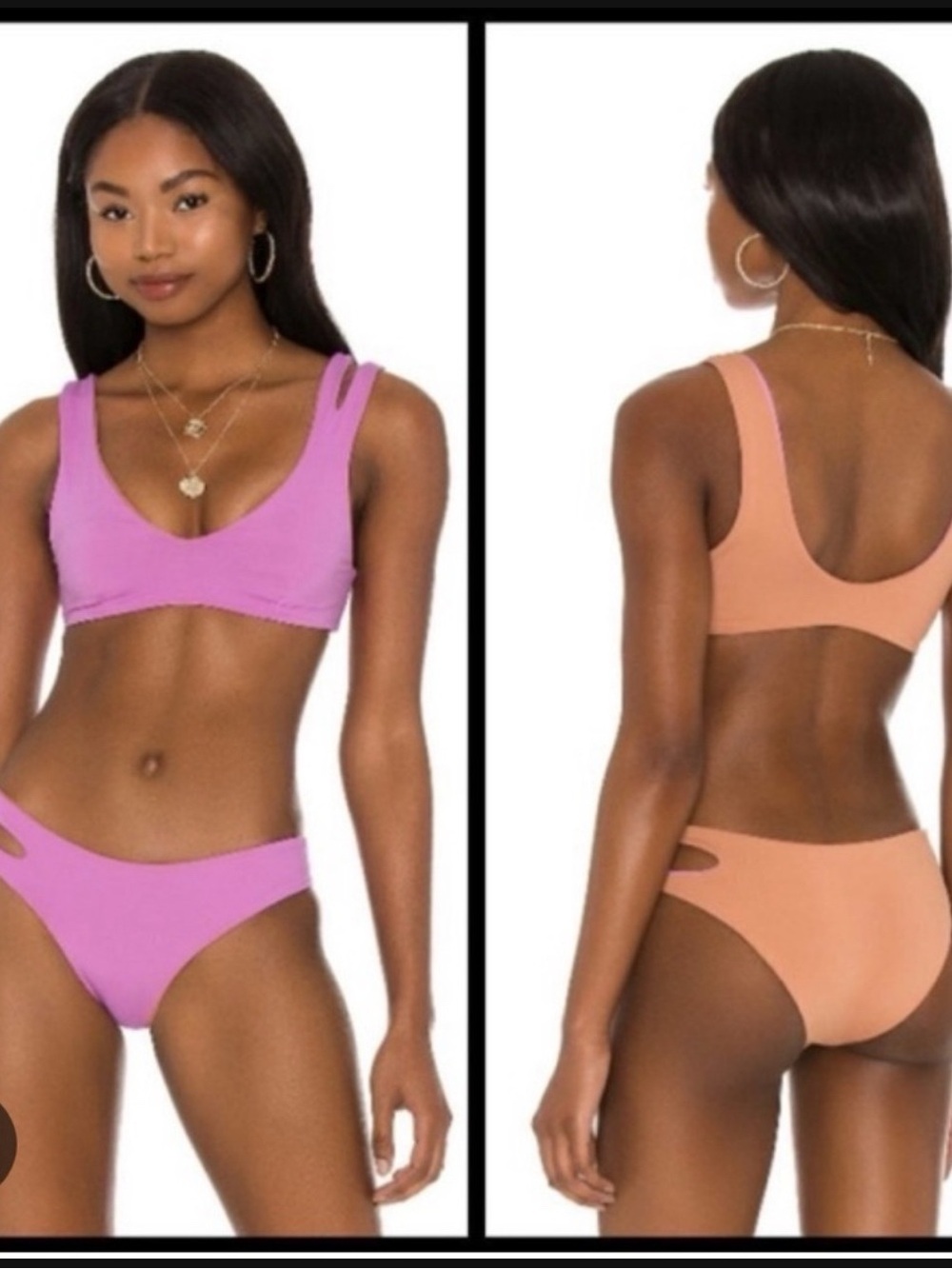 L*Space Reversible Pink Brown Cutout Bikini Set XS